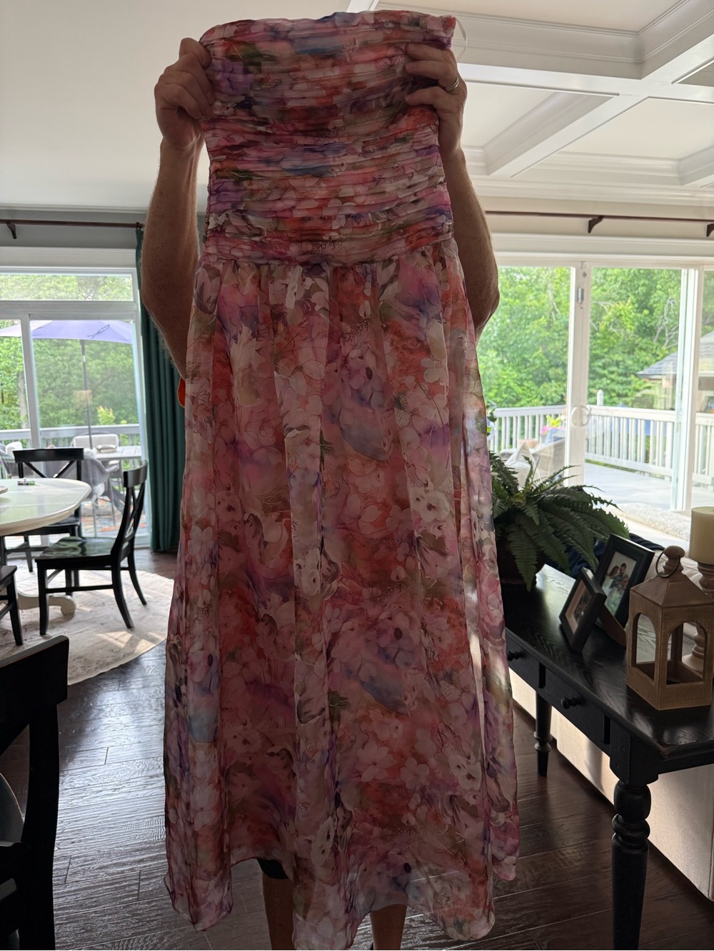 Lulu's Pink & Purple Floral Strapless Maxi Dress - Picture 3 of 6